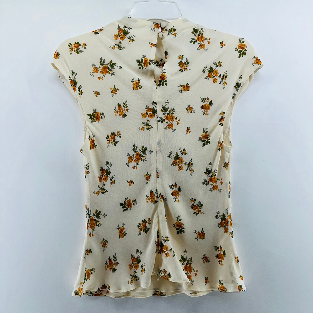 REFORMATION Bettie Floral PREPPY Cap Sleeve HIGH NECK MOCK Top WOMENS 0 XS - Picture 6 of 10